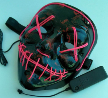 LED Glow Mask - Flashing Ghost Face for Adults