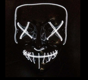 LED Glow Mask - Flashing Ghost Face for Adults