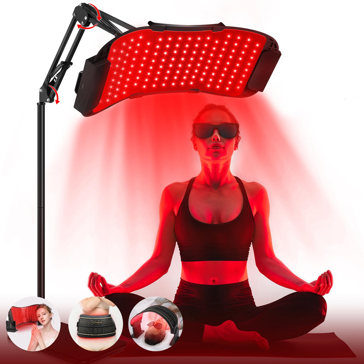 LuxRenew Max Multifunction Red Light Therapy for Body and Face 850nm Near-Infrared Light Therapy LED Mask Facial Body Beauty Equipment for Skin Care at Home with Stand